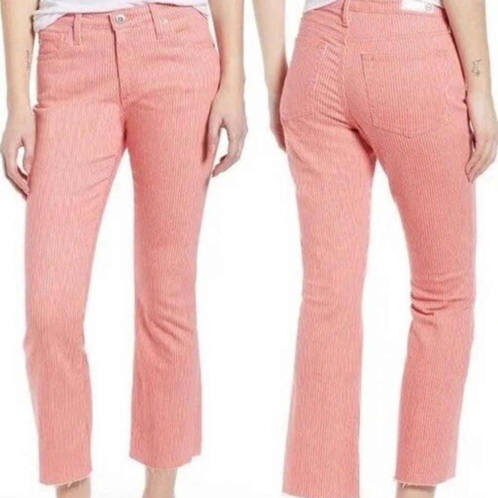 AG Jodi Pinstripe High Waist Crop Flare Jeans